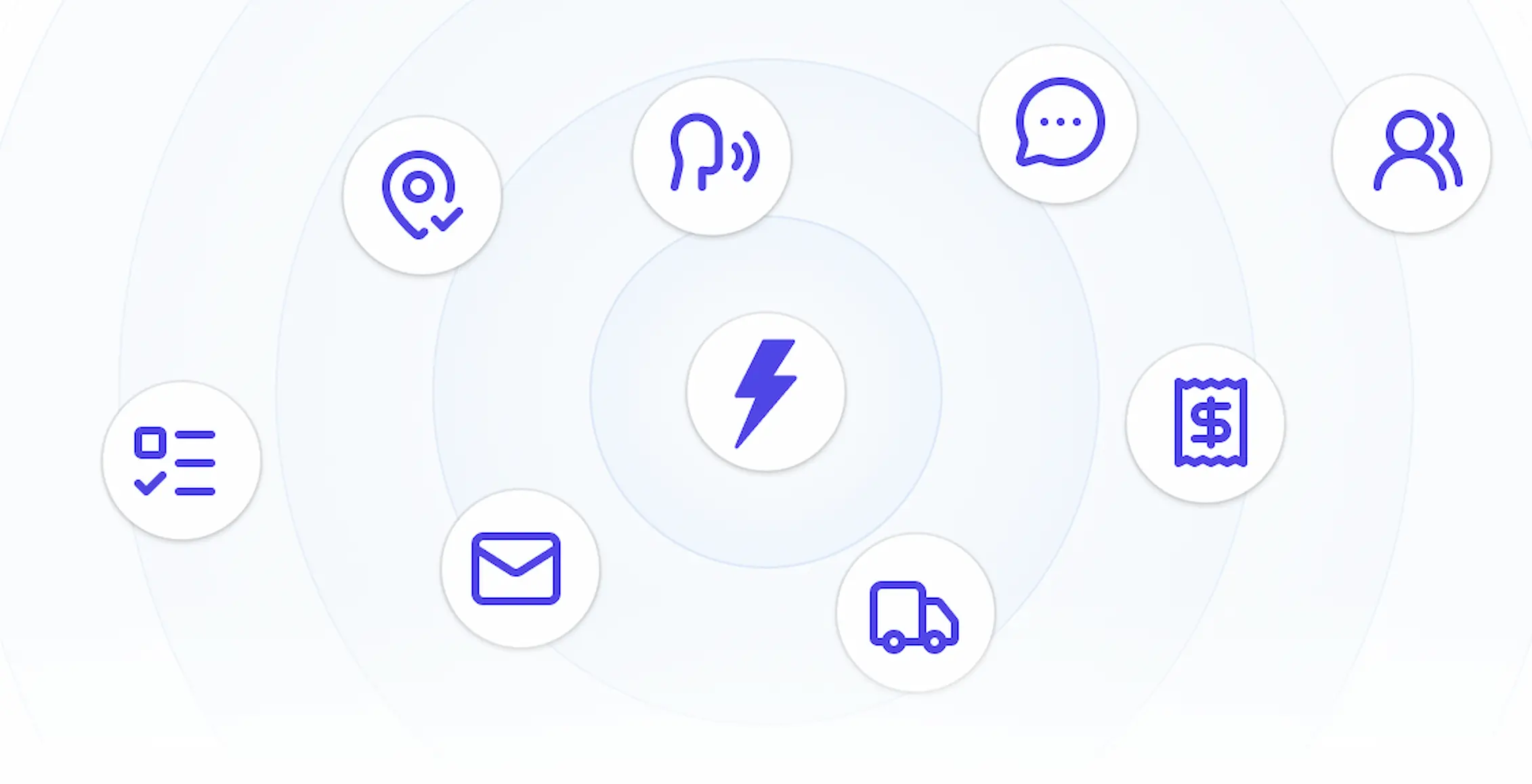 Coordination features including checklists, notifications, messaging, team management, payments, email, and delivery tracking