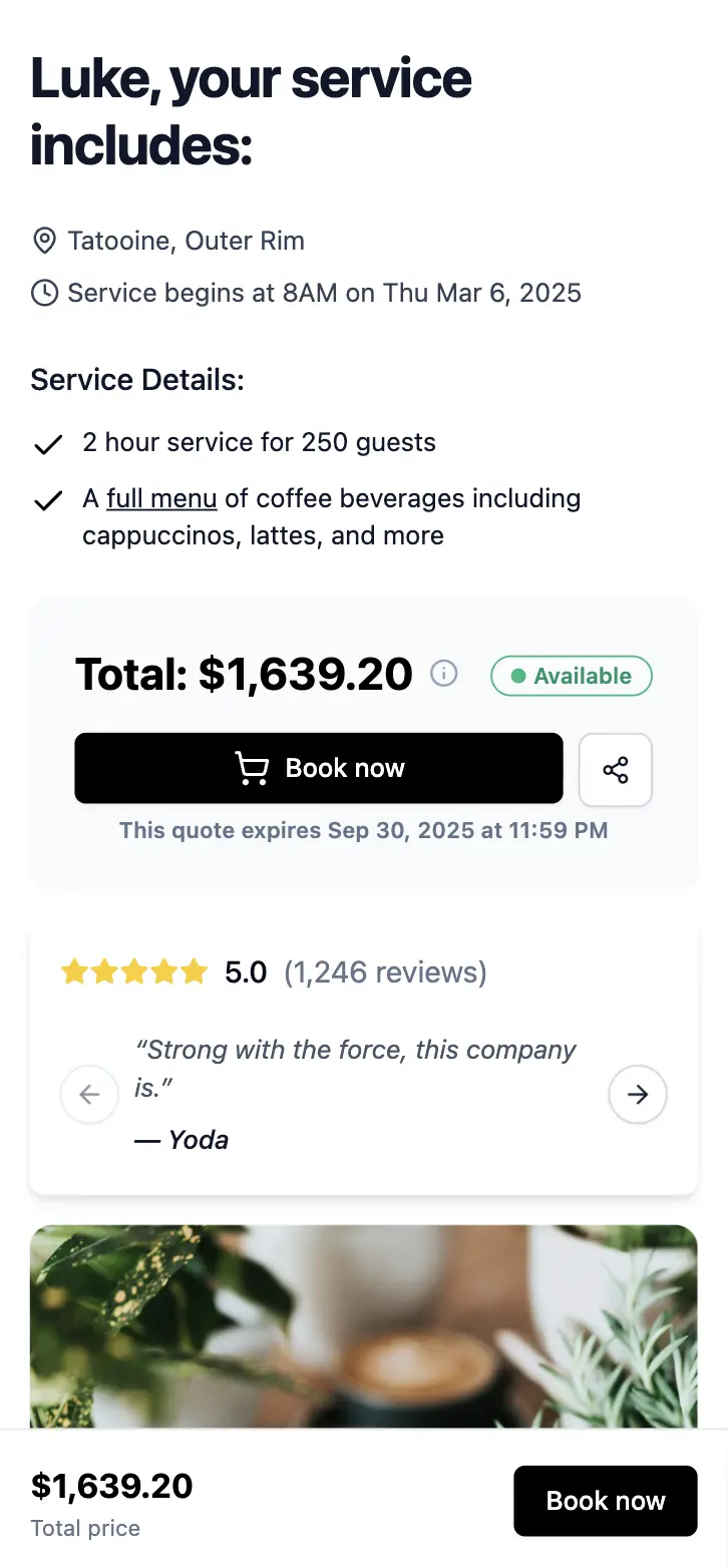 Flashquotes mobile quote interface